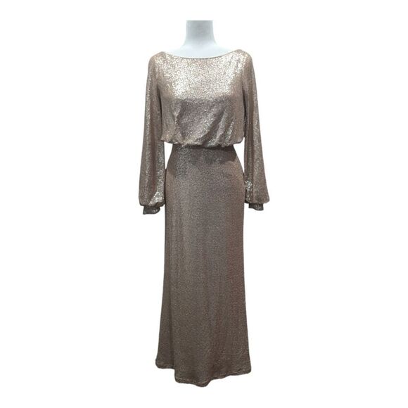 Tadashi Shoji Revin Long-Sleeve Gold Sequin Maxi Gown, 2/4 - Picture 3 of 16